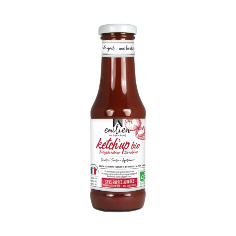 Sauce ketchup, sans sucres ajoutés, bouteille en verre, 360g