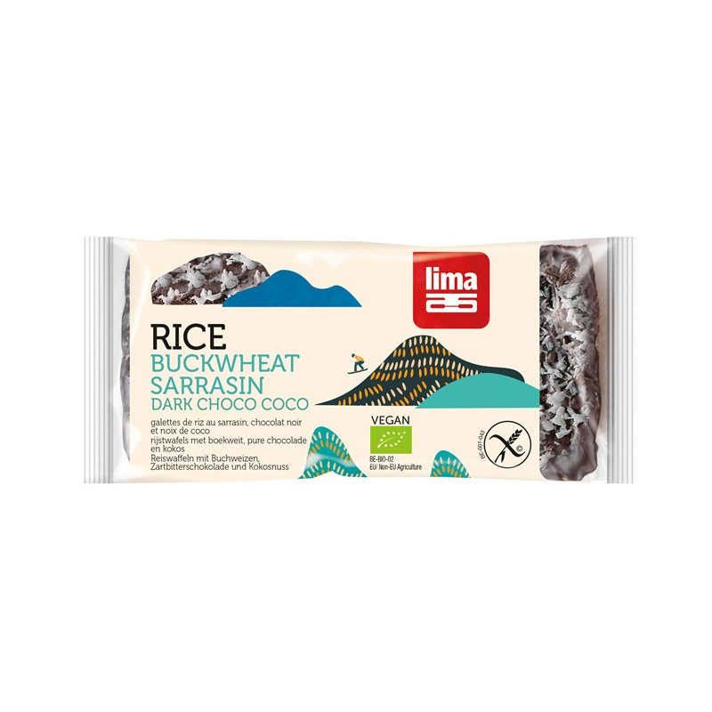 Galettes de riz et sarrasin nappé chocolat noir et noix de coco 90g