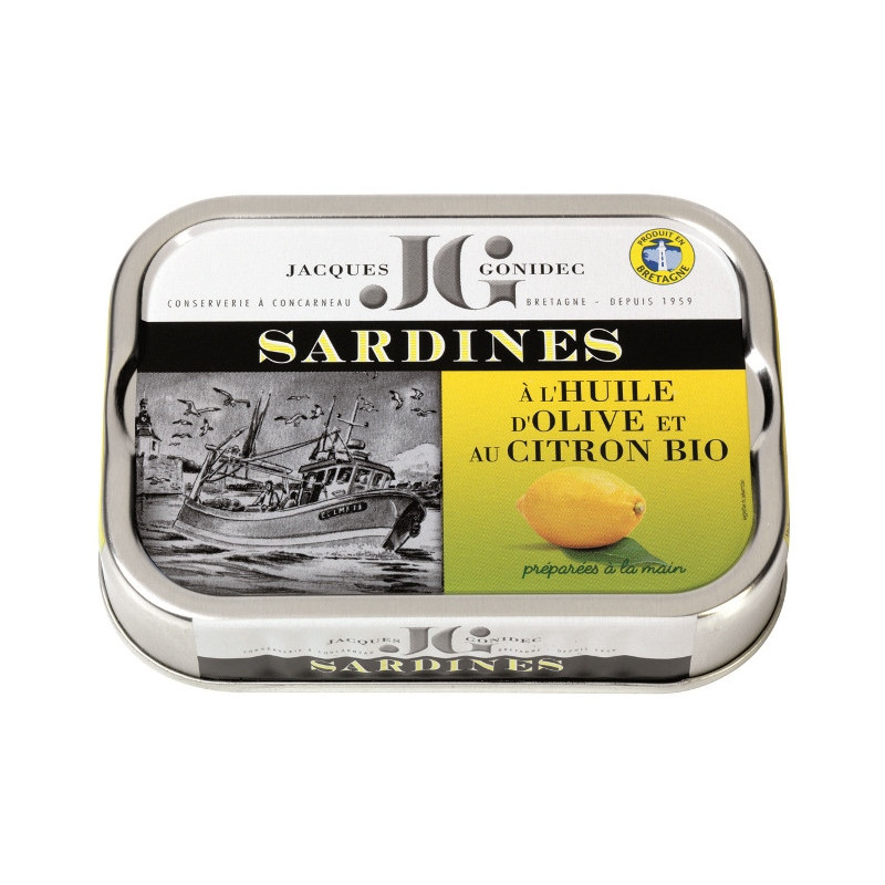 Sardines au citron à l'huile d'olive bio 115g