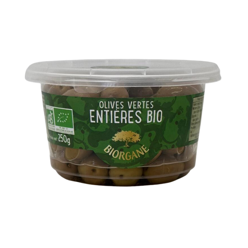 Olives vertes entières en pot, 250g