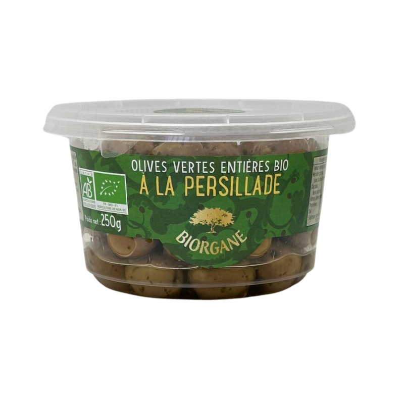 Olives vertes entières à la persillade en pot, 250g