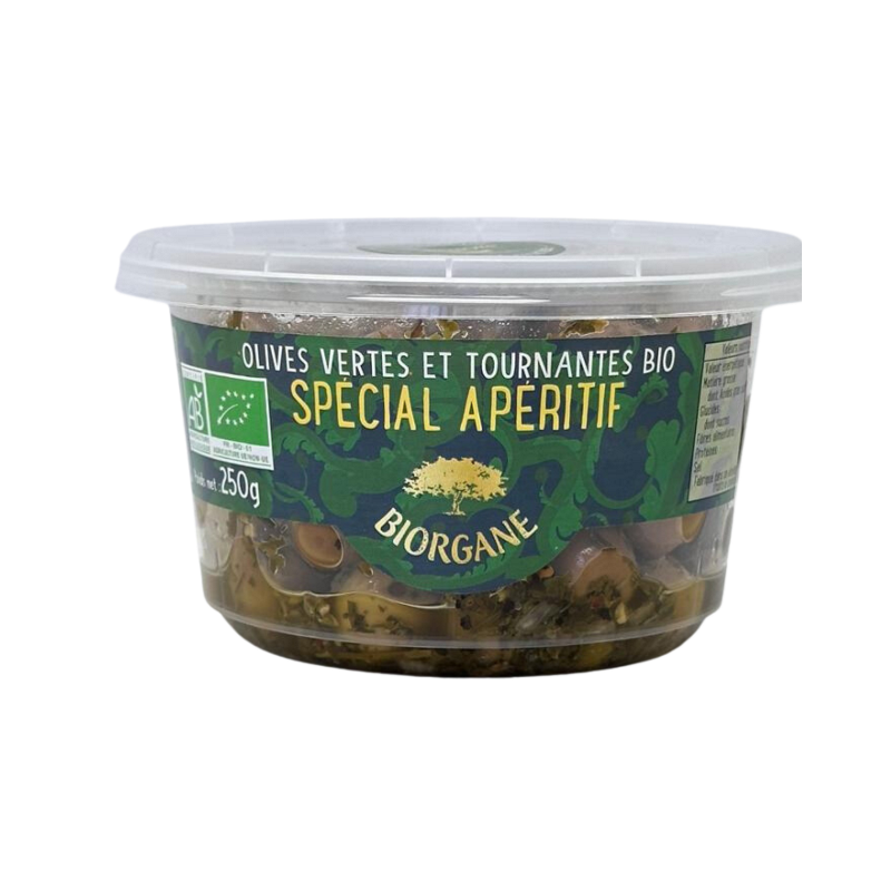 Olives vertes et noires entières, spécial apéritif en pot, 250g