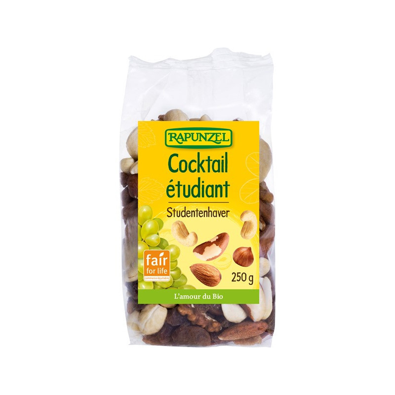 Mélange étudiant (raisin, noix cajou, noix Brésil, amande, nois.) 250g