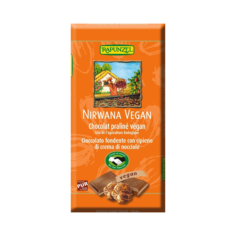 Chocolat végan Nirwana fourré praliné 100g