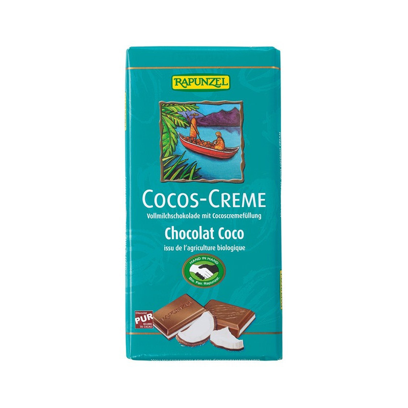 Chocolat lait fourré à la crème de coco 100g