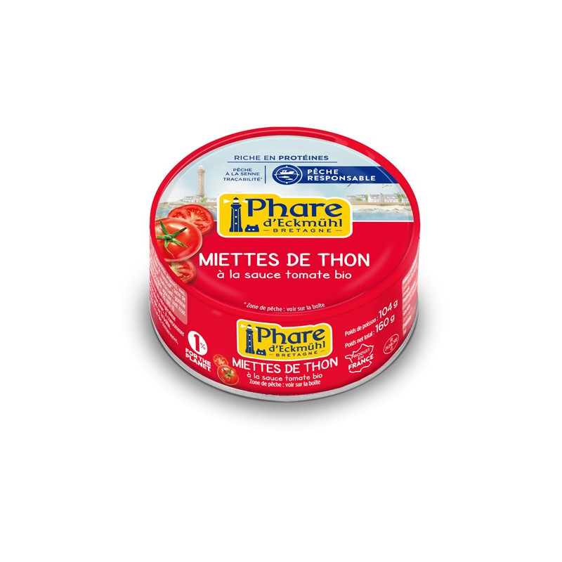 Miettes de thon listao pêche responsable" à la tomate bio 160g"