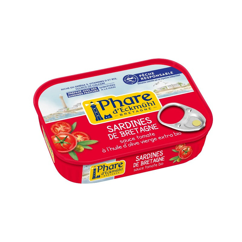 Sardine pêche responsable" à l'huile d'olive et à la tomate bio 135g"