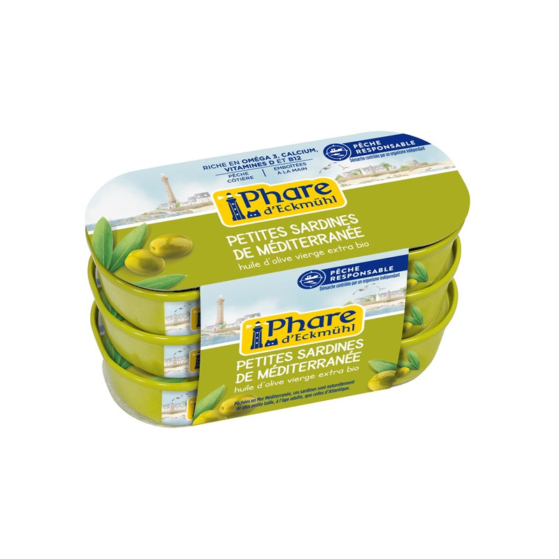 Sardine à l'huile d'olive bio 3 boites x 55g