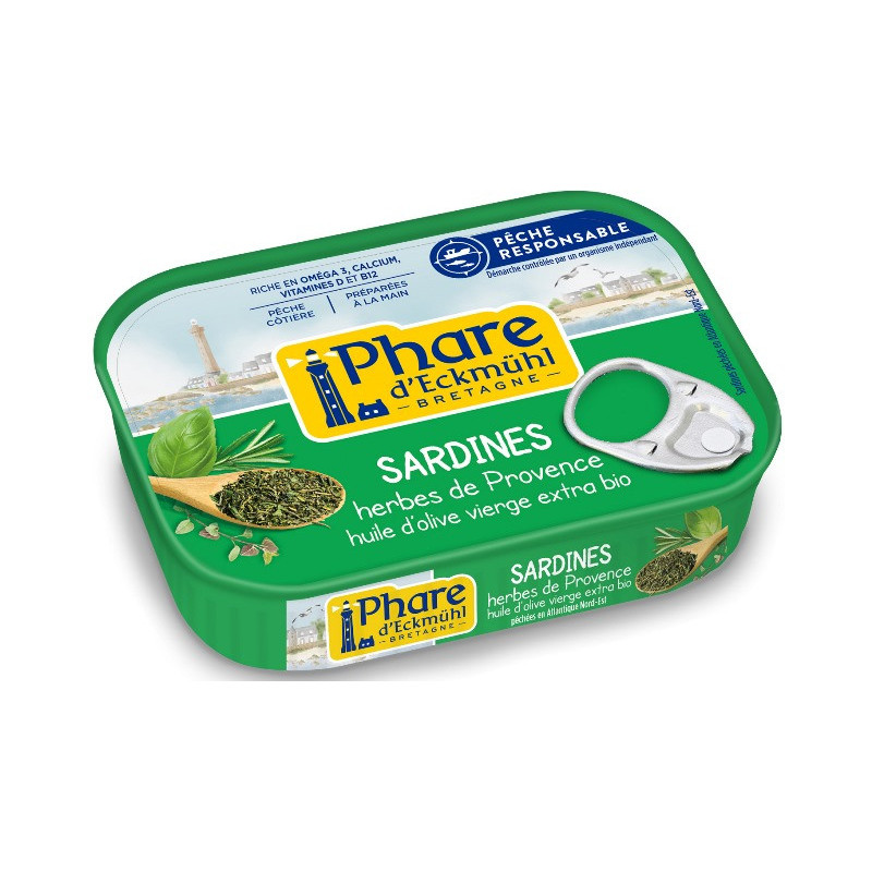 Sardine pêche responsable" herbes de Provence huile olive bio 135g (95g PNG)"