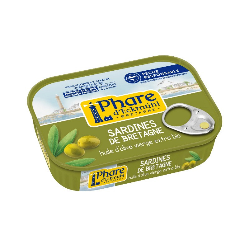 Sardine de Bretagne pêche responsable" à l'huile d'olive bio 135g"