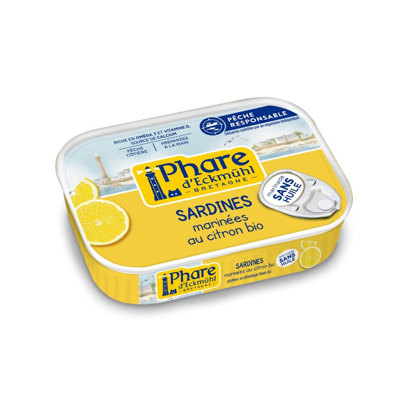 Sardine pêche responsable" marinée au citron bio sans huile 135g"