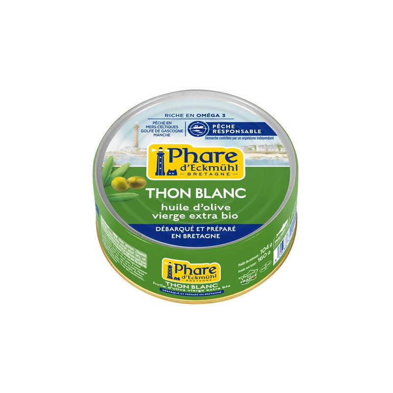 Thon blanc pêche responsable", à l'huile d'olive bio 160g"