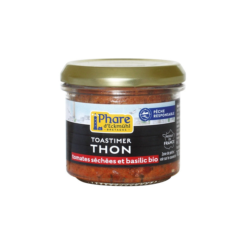 Toastimer de thon pêche responsable", tomates séchées et basilic bio 100g"