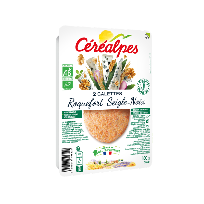 Galette roquefort, seigle et noix 2x90g