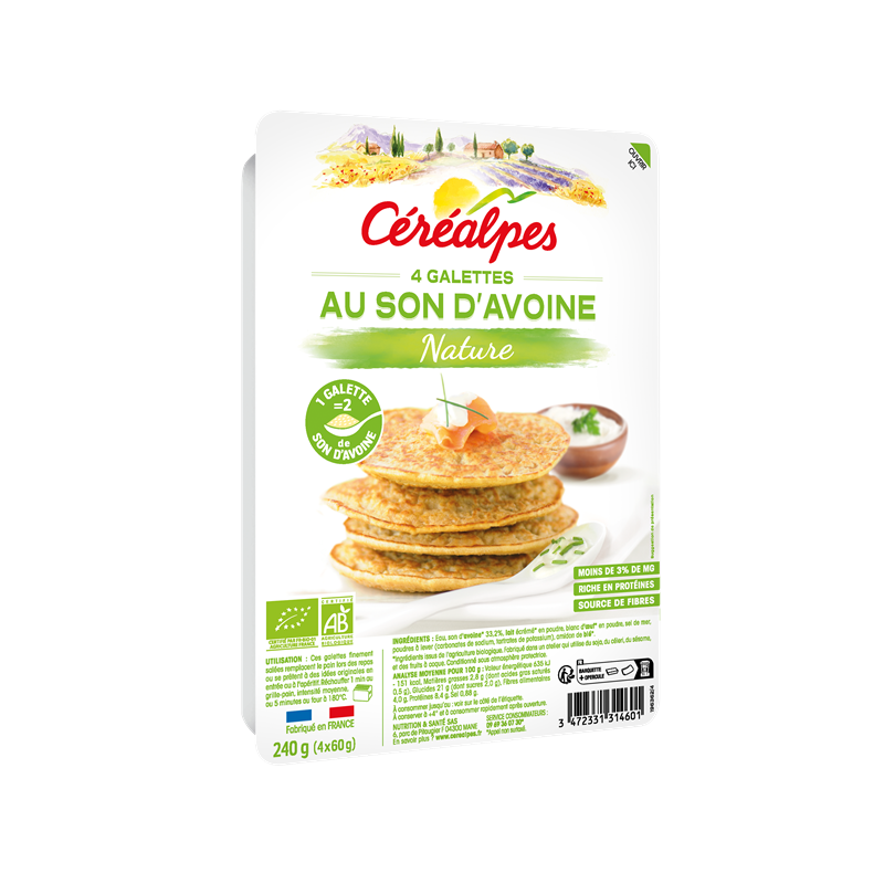 Galettes au son d'avoine nature 4x60g