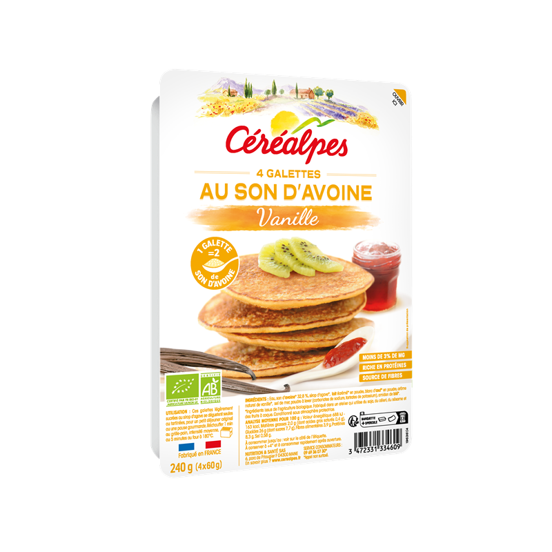 Galettes au son d'avoine vanille 4x60g