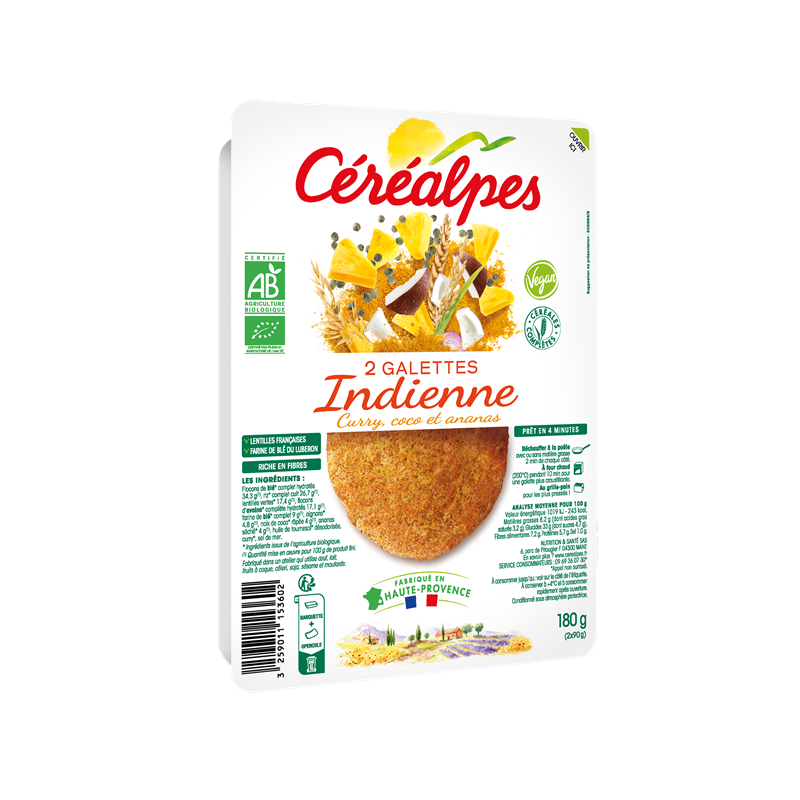 Galette indienne (curry, coco & ananas) 2x90g