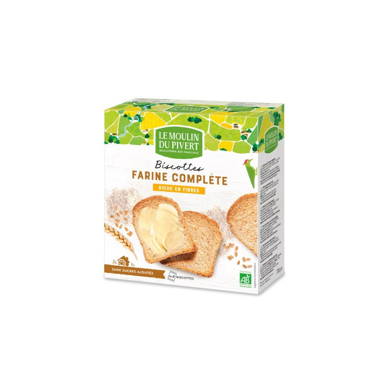 Biscottes à la farine complète à l'huile d'olive 270g, végan