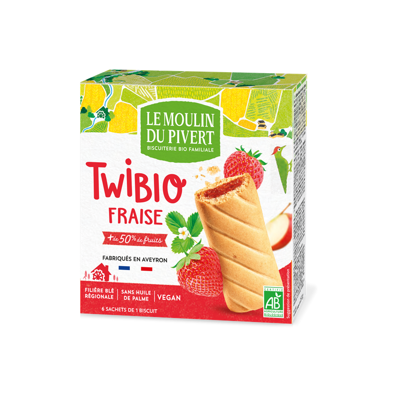 Twibio fourré fraise 150g, végan