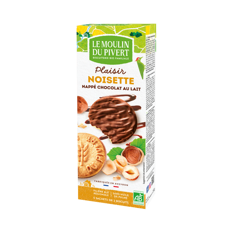 Plaisir noisette nappé de chocolat au lait 130g