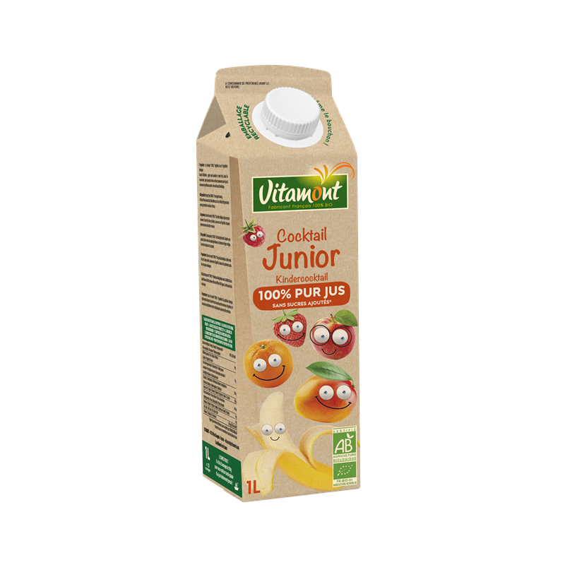 Cocktail junior 100% pur jus sans sucres ajoutés 1l