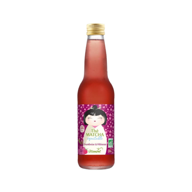 Thé glacé, thé matcha équitable framboise hibiscus 33cl