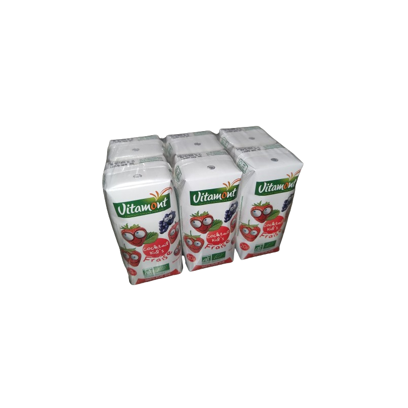 Tétra cocktail junior fraise (pomme, fraise, raisin) 20cl, pack de 6