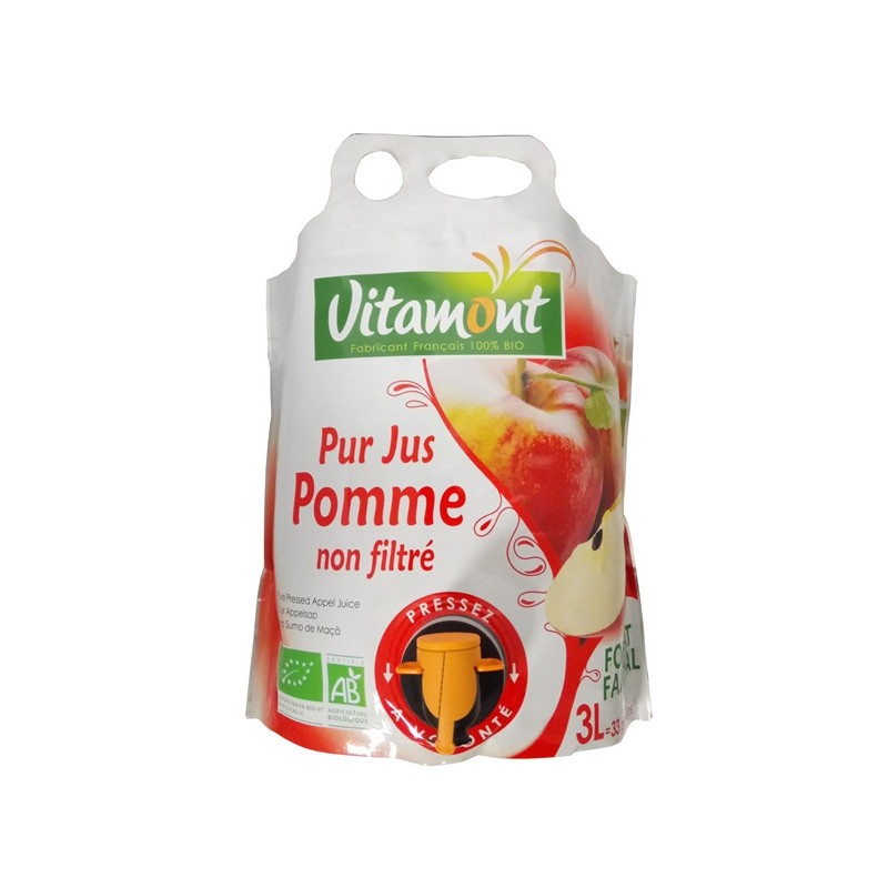 Pur jus de pomme non filtré, fontaine souple 3l