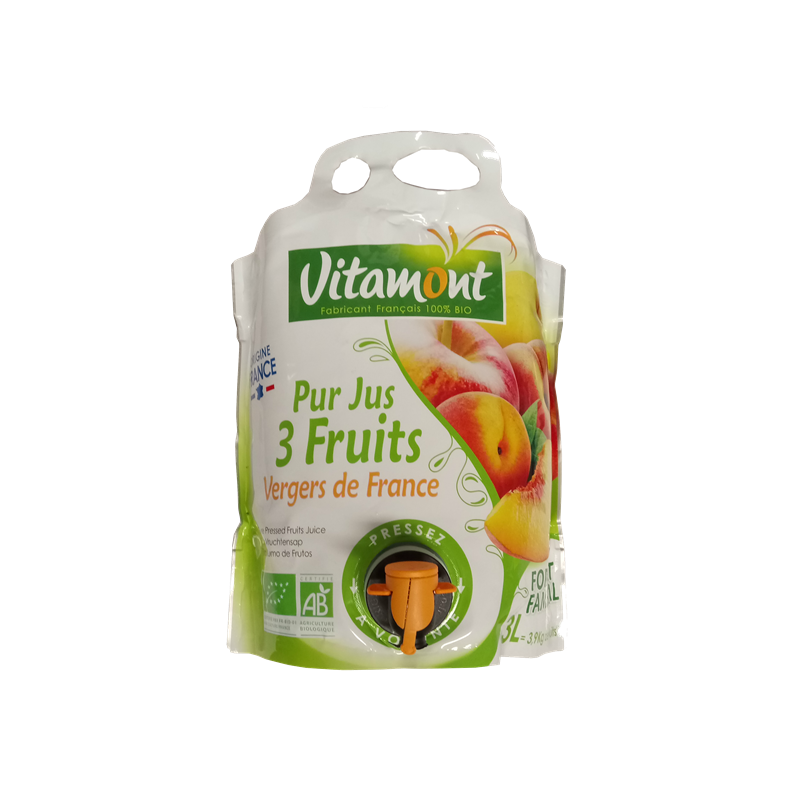 Pur jus 3 fruits des vergers de France, fontaine souple 3l