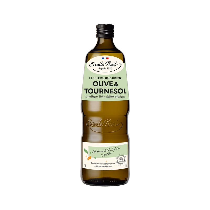 Huile tournesol désodorisée et olive vierge extra 1l