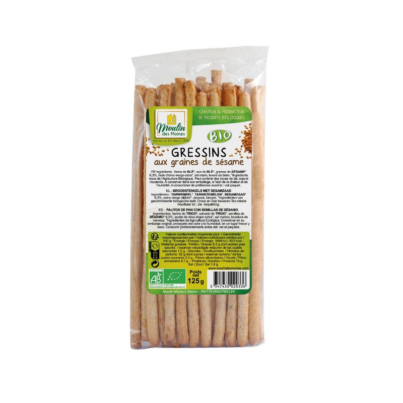 Gressins aux graines de sésame 125g