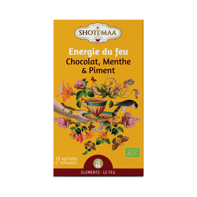 Infusion Energie du feu: chocolat menthe et piment 16 sachets