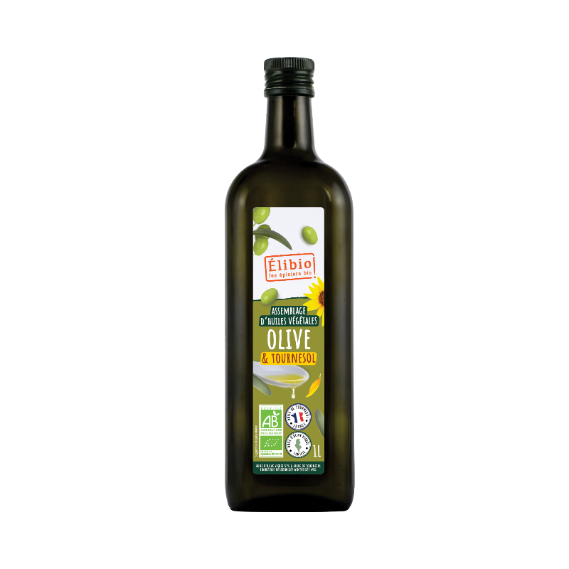 Huile d'olive vierge Tunisie (51%) et tournesol désodorisée France (49%) 1L