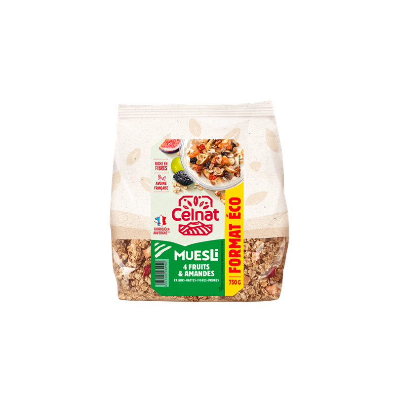 Muesli 4 fruits & amandes, format éco 750g