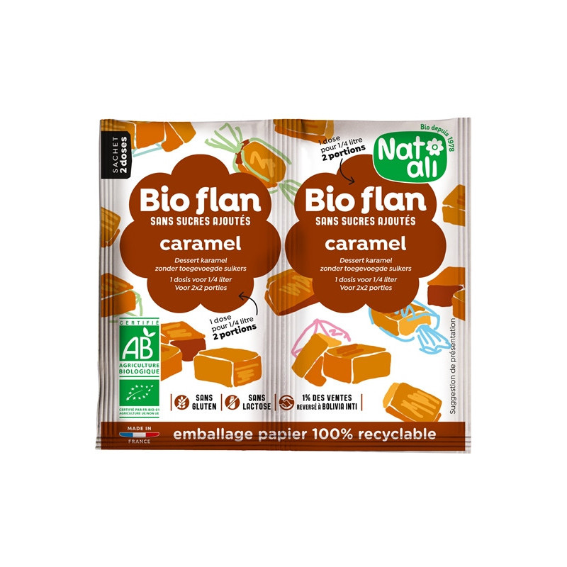 Bioflan caramel sans sucres ajoutés 2 sachets de 5g (2x1/4l)