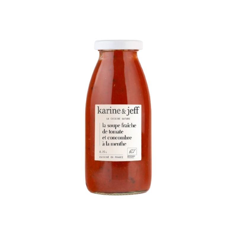 Soupe fraîche de tomate et concombre à la menthe 25cl