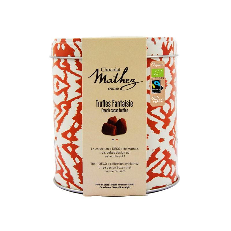 Truffes nature et Fairtrade en boîte métal motif waka 250g