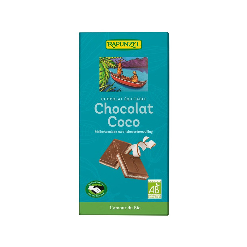 Chocolat lait fourré à la crème de coco 100g