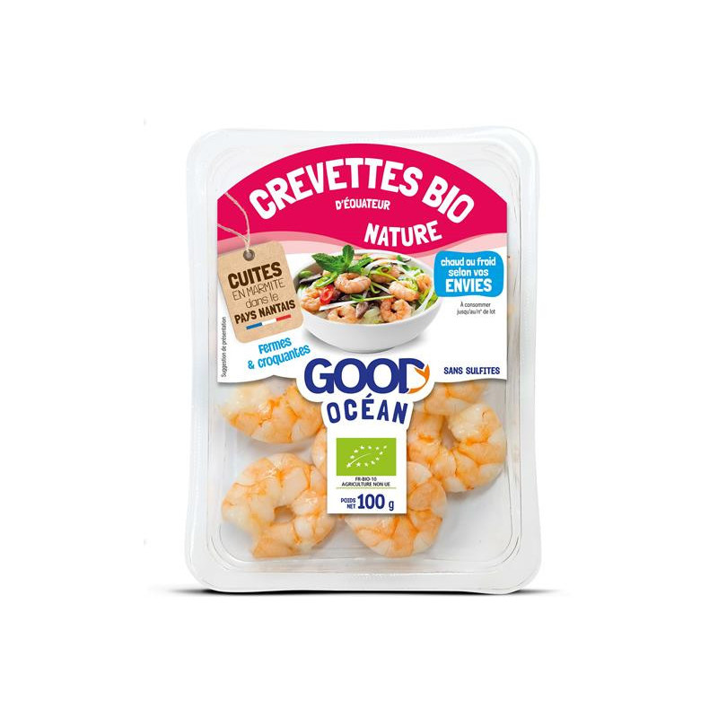 Crevettes cuites décortiquées nature 100g, DLC mini garantie 5 j