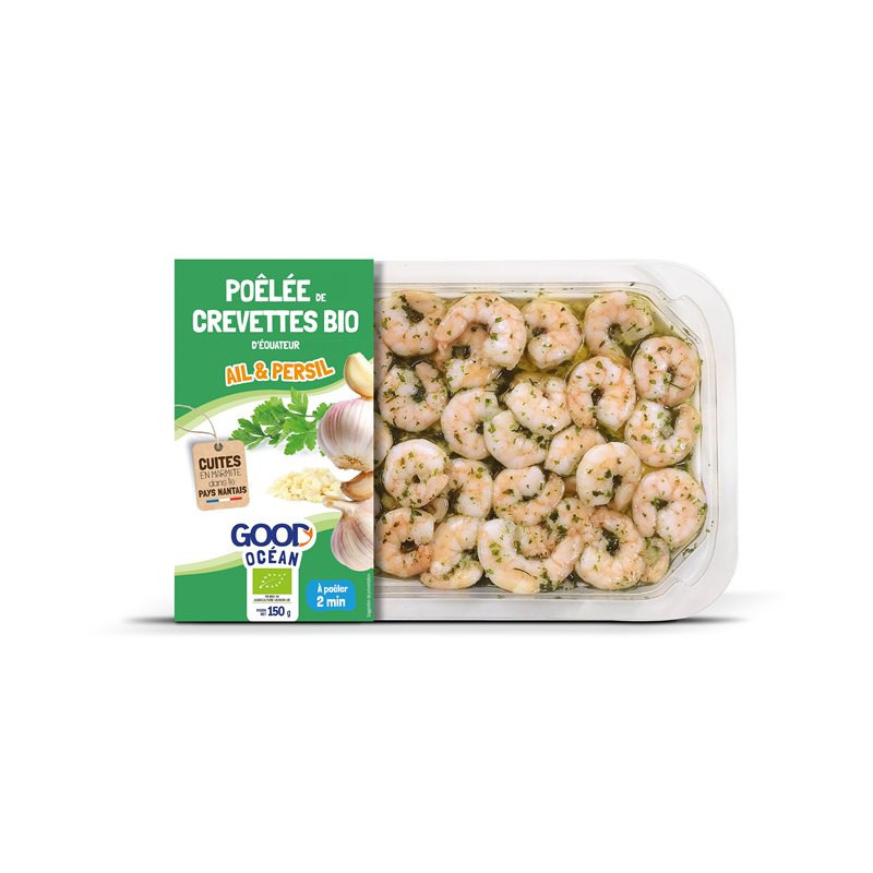 Poêlée de crevettes ail et persil 150g, DLC mini garantie 5 j