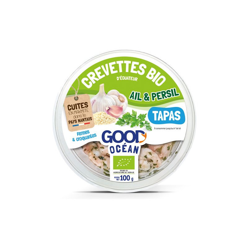 Tapas de crevettes bio ail et persil 100g