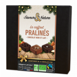 Coffret assortiment de pralinés au chocolat noir et lait 125g (16 chocolats)