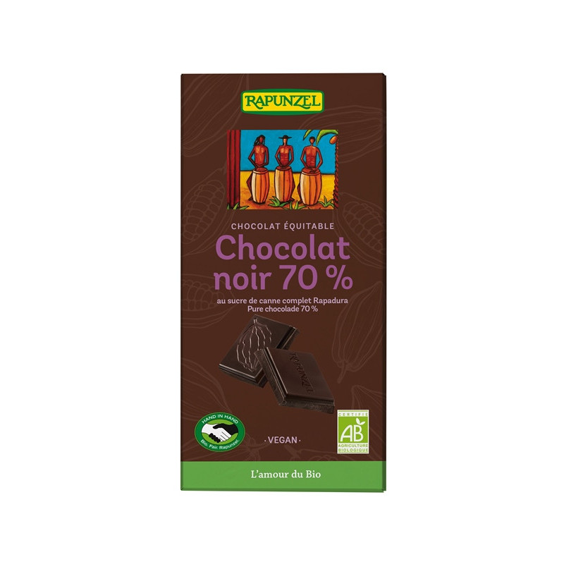 Chocolat noir extra 70% de cacao au Rapadura 80g