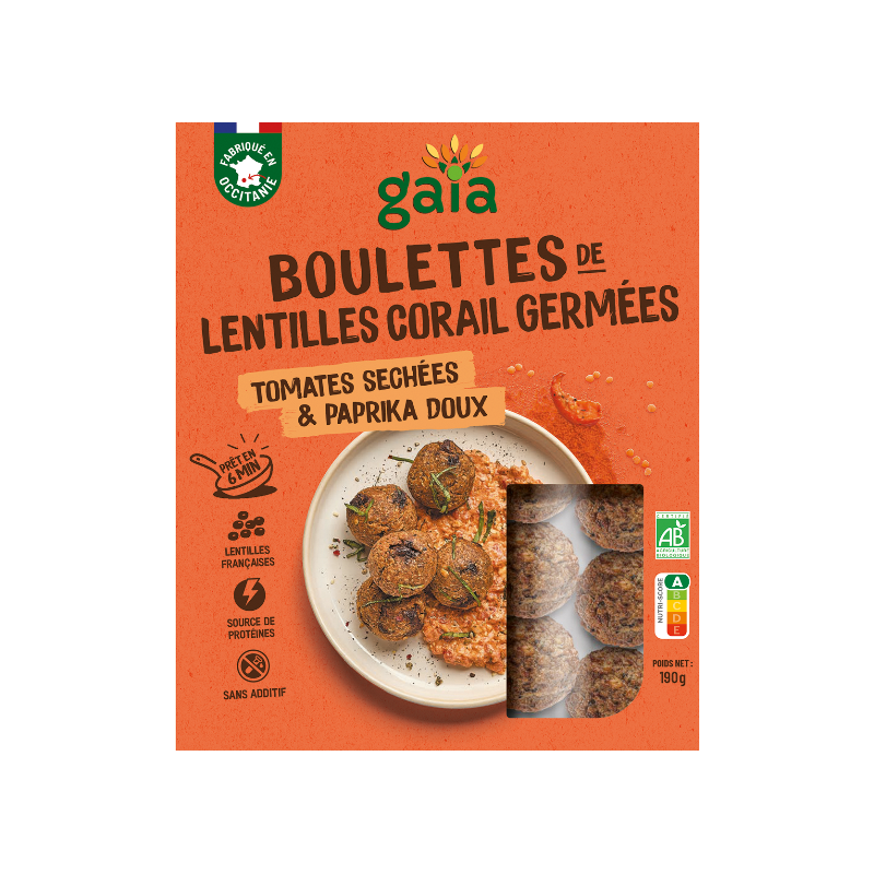 Boulettes de lentilles corail germées, tomates séchées et paprika doux 190g