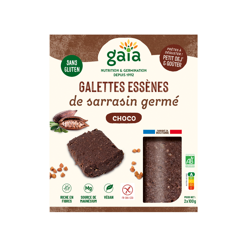 Galettes essènes de sarrasin germé choco végan 2x100g