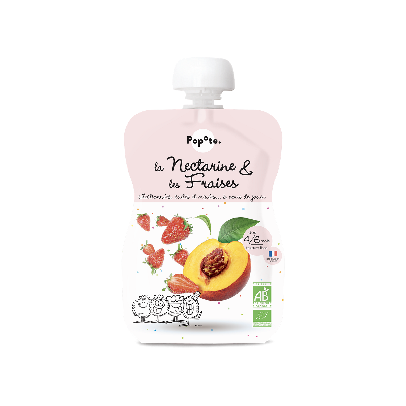 Purée de nectarine fraise en gourde, dès 4/6 mois 120g