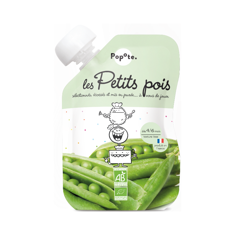 Purée de petits pois en gourde, dès 4/6 mois 120g