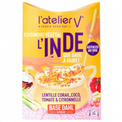 Préparation à base de lentille corail, pois chiche, noix de coco, tomate 220g