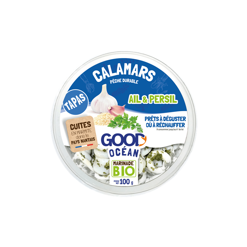 Tapas de calamar pêche durable" ail et persil 100g"