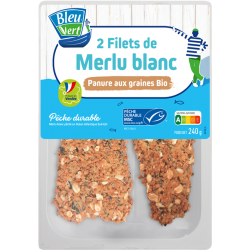 Filet de merlu MSC panure aux graines Bio 240g